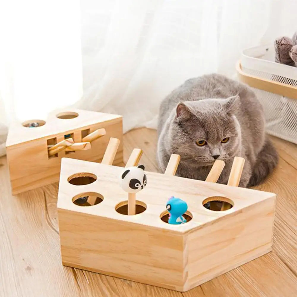 Interactive Wooden Cat Toy