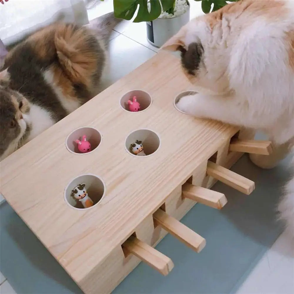 Interactive Wooden Cat Toy