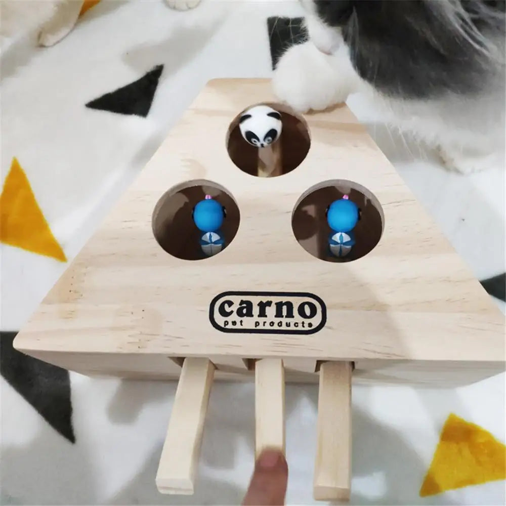 Interactive Wooden Cat Toy