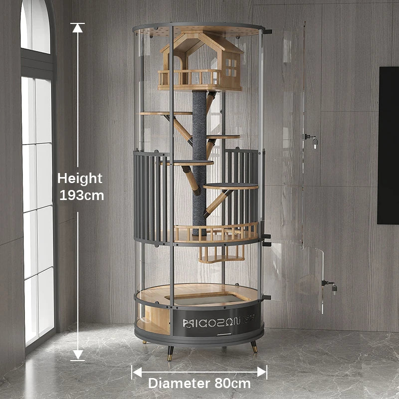 Luxury Transparent Cat Villa Tower