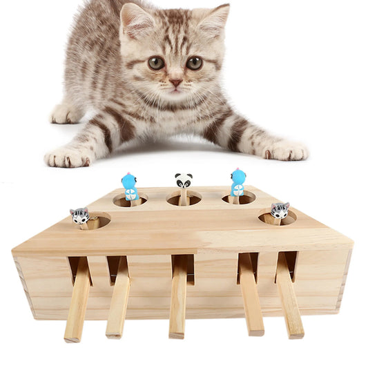 Interactive Wooden Cat Toy