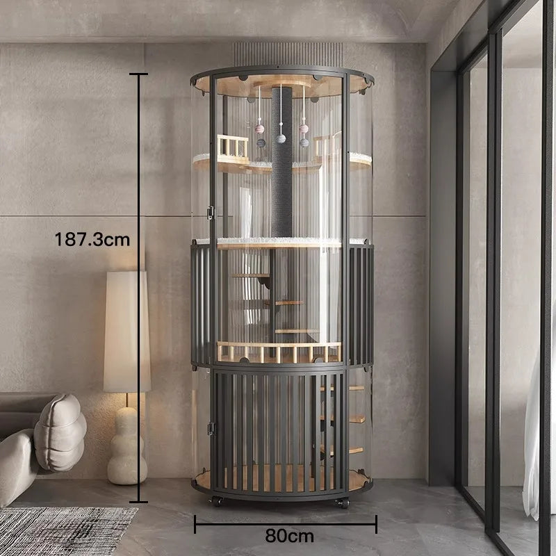 Luxury Transparent Cat Villa Tower