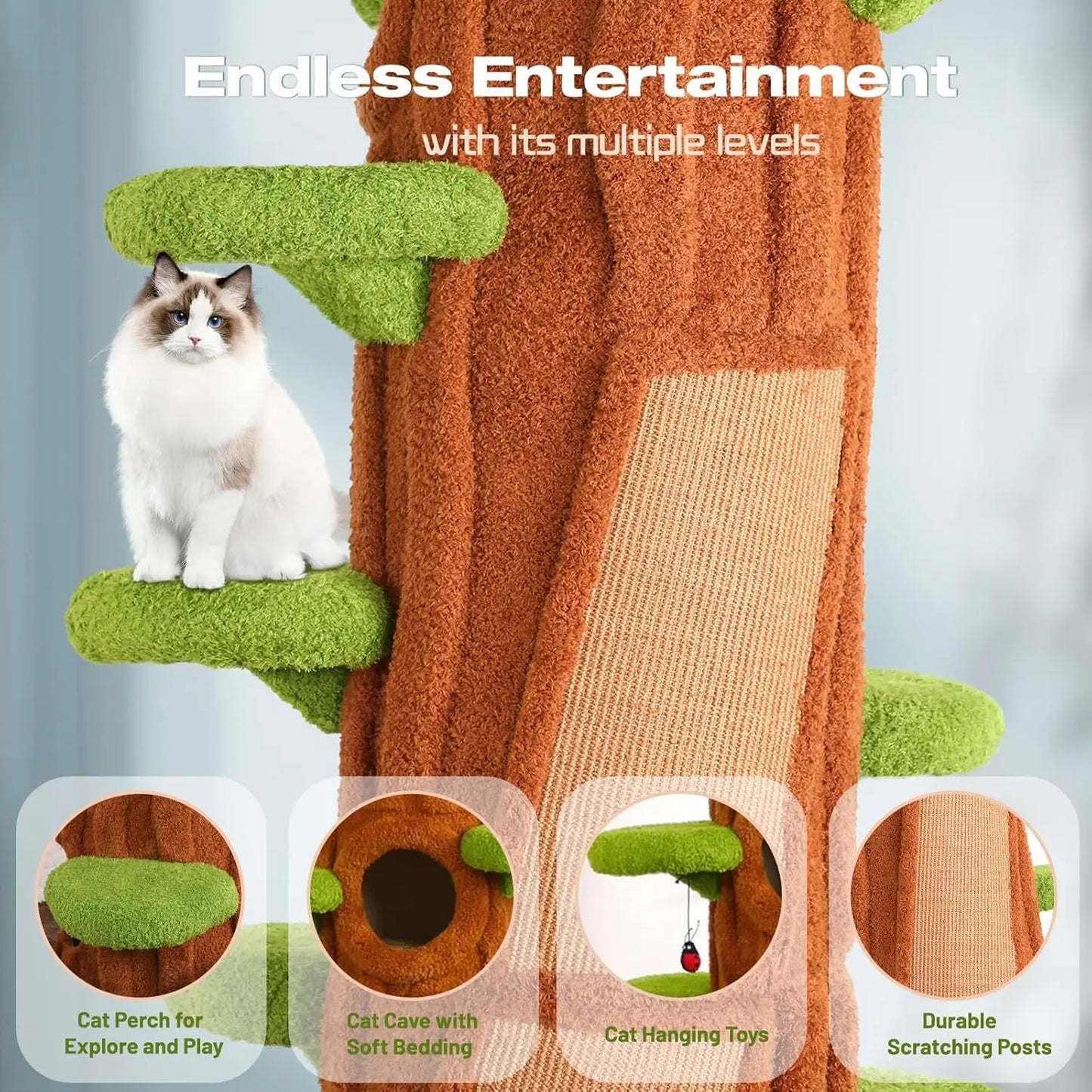 Luxury Wooden Cat Tree Tower