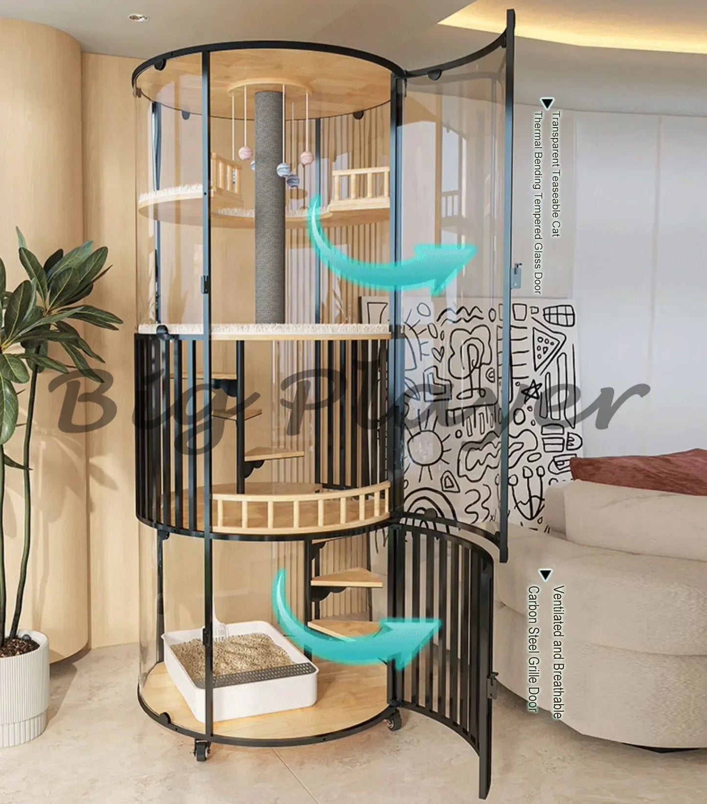 Luxury Transparent Cat Villa Tower