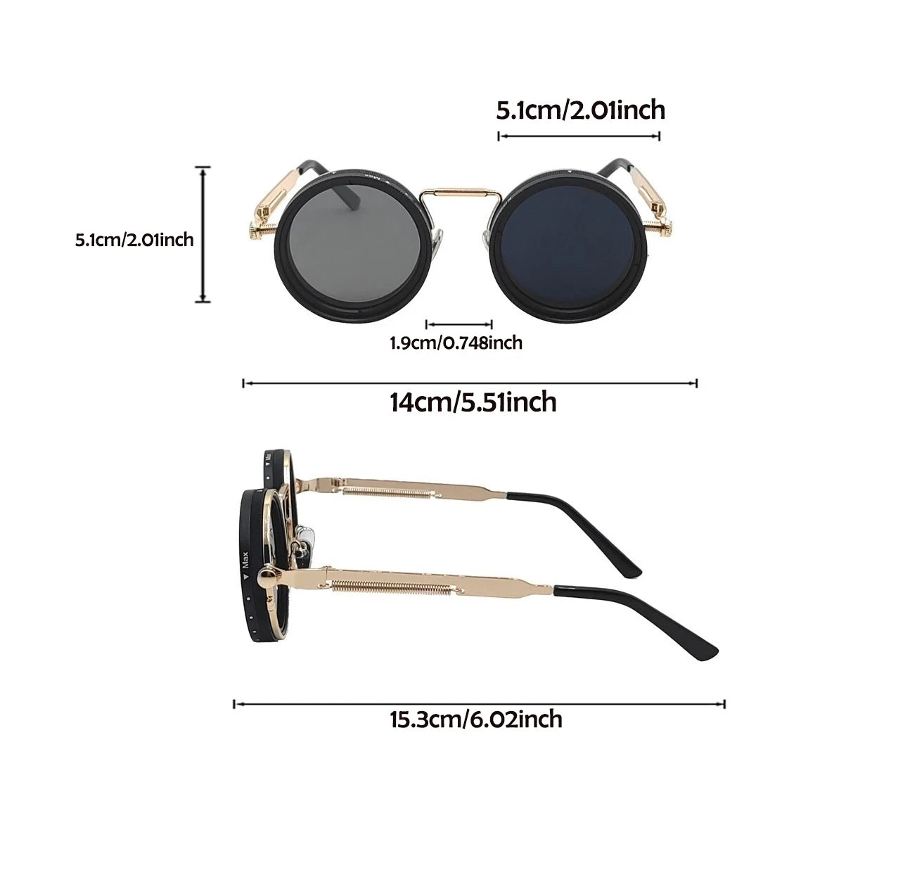 Adjustable Vintage Rotating Lens Steampunk Sunglasses