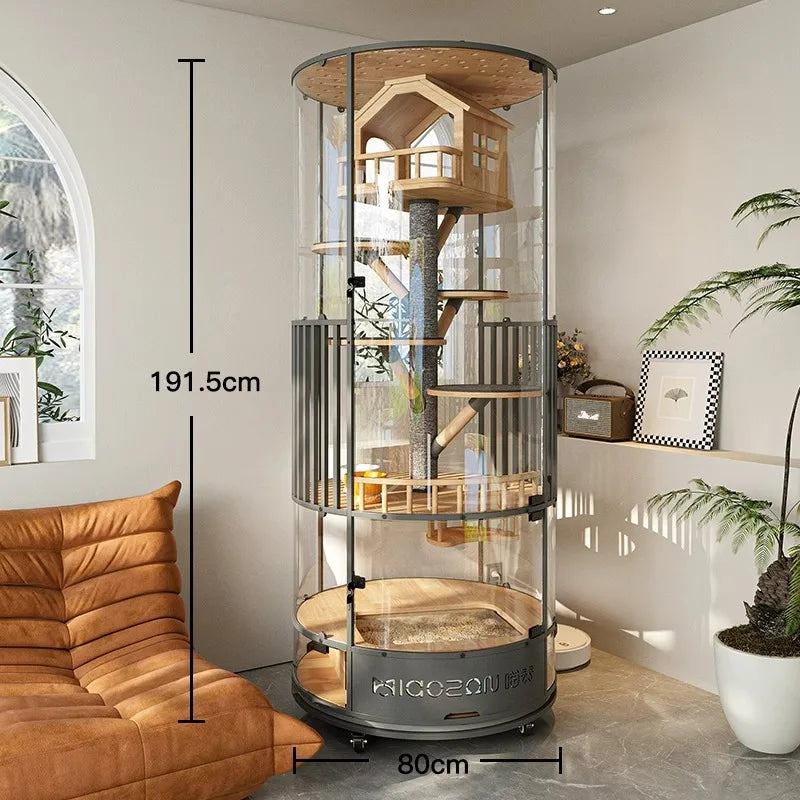 Luxury Transparent Cat Villa Tower